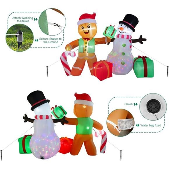 6 FT Christmas Decorations Outdoor Inflatables Gingerbread Man - Picture 6 of 7